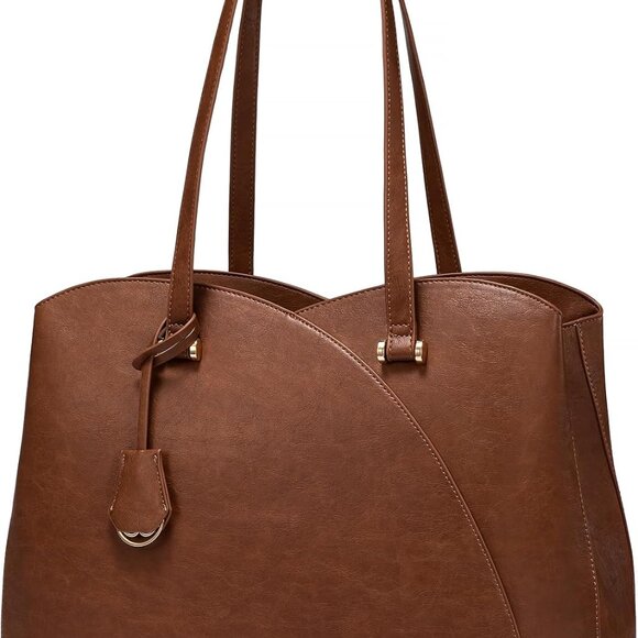 Work Tote Bag for Women, Vintage Leather Laptop Bag Teacher Tote